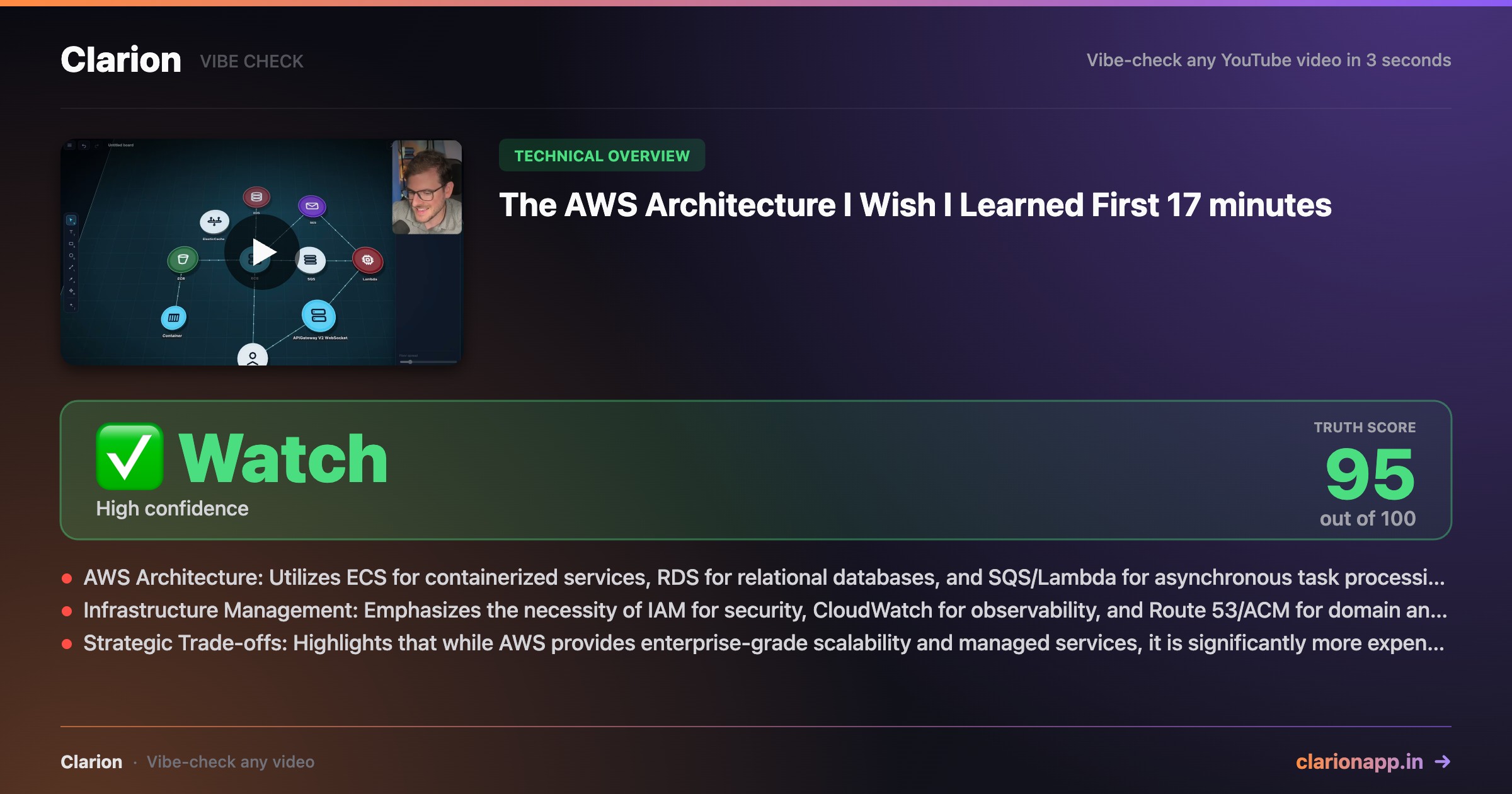 ✅ Watch — The AWS Architecture I Wish I Learned First 17 minutes