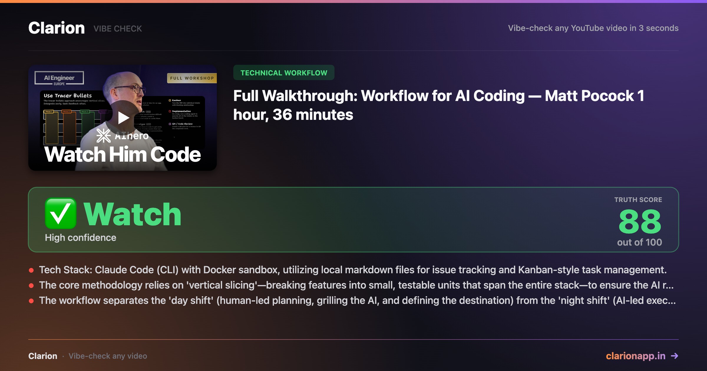 ✅ Watch — Full Walkthrough: Workflow for AI Coding — Matt Pocock 1 hour, 36 minutes